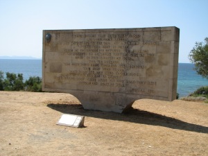 Quote from Ataturk for memorial at ANZAC Cove